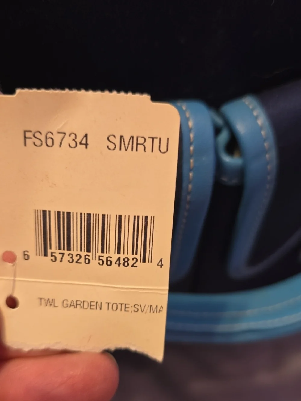 NWT Coach Twill Garden Tote with Light Blue Trim and Cream Handles‎